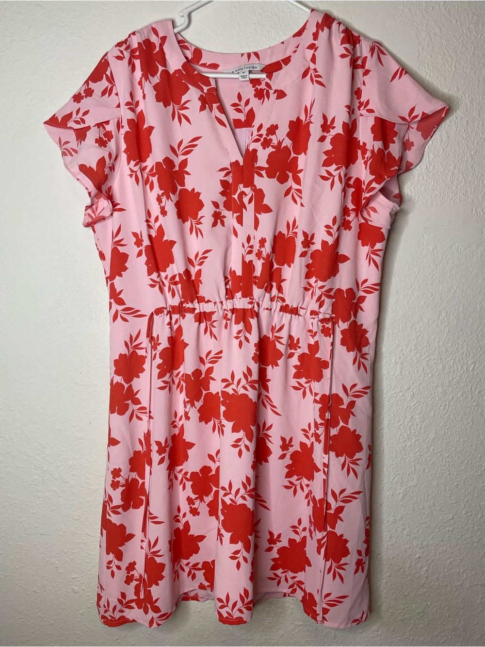 41 Hawthorn Pink Dress with Red Floral Accents